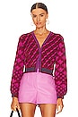 view 1 of 4 Macaria Cardigan in Chain & Cube Beet Pink