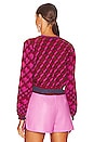 view 3 of 4 Macaria Cardigan in Chain & Cube Beet Pink