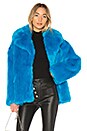 view 1 of 4 Collared Faux Fur Jacket in Cerulean