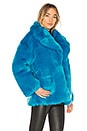 view 2 of 4 Collared Faux Fur Jacket in Cerulean