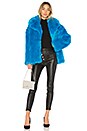 view 4 of 4 Collared Faux Fur Jacket in Cerulean