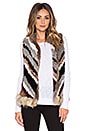 view 1 of 4 Tanya Coyote and Rabbit Fur Vest in Natural Chevron Multi