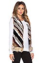 view 3 of 4 Tanya Coyote and Rabbit Fur Vest in Natural Chevron Multi