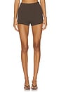 view 1 of 7 Naftali Polished Crepe Mini Shorts in Ganache