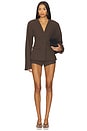view 5 of 7 Naftali Polished Crepe Mini Shorts in Ganache