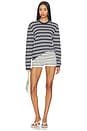 view 5 of 7 Cydnee Striped Knit Short in Ivory & Navy Stripe