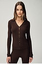 view 1 of 7 Bailee Rib Cardigan in Chocolate Brown