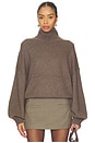 view 1 of 4 Ellara Oversized Knit Mock Neck in Dark Taupe