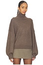 view 2 of 4 Ellara Oversized Knit Mock Neck in Dark Taupe