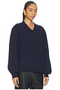 view 2 of 5 Zooey Double Faced V-neck Sweater in Navy