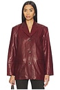 view 2 of 6 x Coco Aroa Leather Blazer Jacket in Beet Red