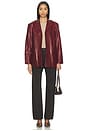 view 5 of 6 x Coco Aroa Leather Blazer Jacket in Beet Red