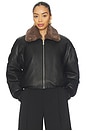view 1 of 6 Norna Leather Bomber Jacket in Black