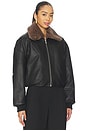 view 3 of 6 Norna Leather Bomber Jacket in Black