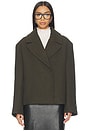 view 1 of 6 Osk Manteco Wool Cropped Peacoat in Moss