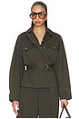 view 1 of 6 x Jasmine Tookes Lina Belted Jacket in Dark Moss