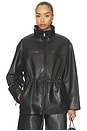 view 1 of 6 Niko Leather Parka Jacket in Black