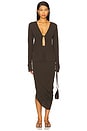 view 5 of 7 Lian Twist Midi Skirt in Dark Brown