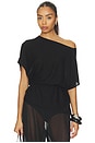 view 1 of 5 BLUSA ASSIMÉTRICA DE TRICÔ JAIDYN in Black
