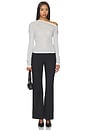 view 5 of 5 Wei Layered Assym Knit Top in Grey & Ivory