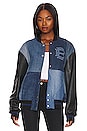 view 1 of 5 Varsity Jacket in Dark Wash & Black