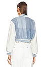 view 3 of 4 Cropped Varsity Jacket in Light Wash & White