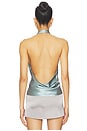 view 3 of 4 Cassia Halter Tank Top in Dusty Blue Silk