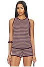 view 1 of 5 Romy Knit Racer Tank Top in Burgundy & Soft Pink Stripe