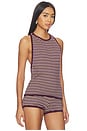 view 2 of 5 Romy Knit Racer Tank Top in Burgundy & Soft Pink Stripe