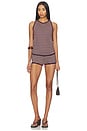 view 4 of 5 Romy Knit Racer Tank Top in Burgundy & Soft Pink Stripe