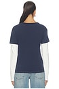 view 4 of 4 Rory Layered Long Sleeve Top in Navy & White Waffle