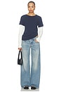 view 5 of 4 Rory Layered Long Sleeve Top in Navy & White Waffle
