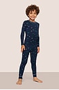 view 3 of 4 Kids Printed Long Pajama Set in Forest Pine Navy