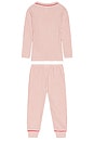 view 2 of 2 Kids Printed Long Pajama Set in Duo Stripe Holly Red