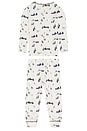 view 2 of 4 Kids Printed Long Pajama Set in Ski Chalet Ivory & Pine