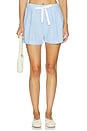 view 2 of 7 SHORT RELAXED LINEN BLEND in Gingham White & Summer Blue