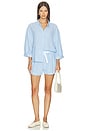 view 6 of 7 SHORT RELAXED LINEN BLEND in Gingham White & Summer Blue