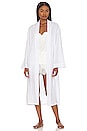 view 1 of 4 Linen Solid The Long Robe in White