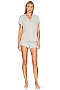 view 1 of 3 Gisele Shortie Pajama Set in Classic Stripe Heather Grey & Ivory
