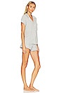 view 2 of 3 Gisele Shortie Pajama Set in Classic Stripe Heather Grey & Ivory