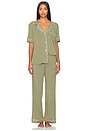 view 1 of 3 Gisele Short Sleeve Pant PJ Set in Moss & Ivory