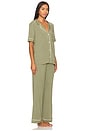 view 2 of 3 Gisele Short Sleeve Pant PJ Set in Moss & Ivory