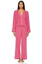 view 1 of 4 Gisele Long PJ Set in Raspberry & Ivory