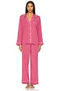 view 4 of 4 Gisele Long PJ Set in Raspberry & Ivory