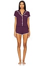 view 1 of 4 ПИЖАМНЫЙ НАБОР FRIDA SHORTIE in Plum & Ivory