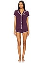 view 4 of 4 ПИЖАМНЫЙ НАБОР FRIDA SHORTIE in Plum & Ivory