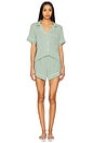 view 1 of 4 Gisele Relaxed Short PJ Set in Eucalyptus & Ivory