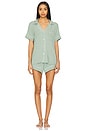 view 2 of 4 Gisele Relaxed Short PJ Set in Eucalyptus & Ivory