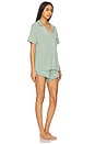 view 3 of 4 Gisele Relaxed Short PJ Set in Eucalyptus & Ivory