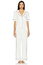 view 1 of 4 Gisele Short Sleeve Long Pj Set in Navy & Pure Ivory